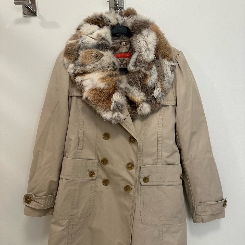 Trench Coat With Fur Trim